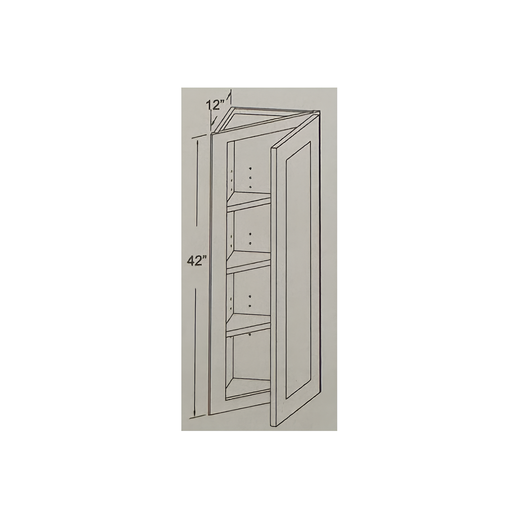 WDEC1242 - WALL DIAGONAL END CORNER - 1 DOORS, 2 SHELVES 12"W x 12"D x 42"H Pure White - B5
