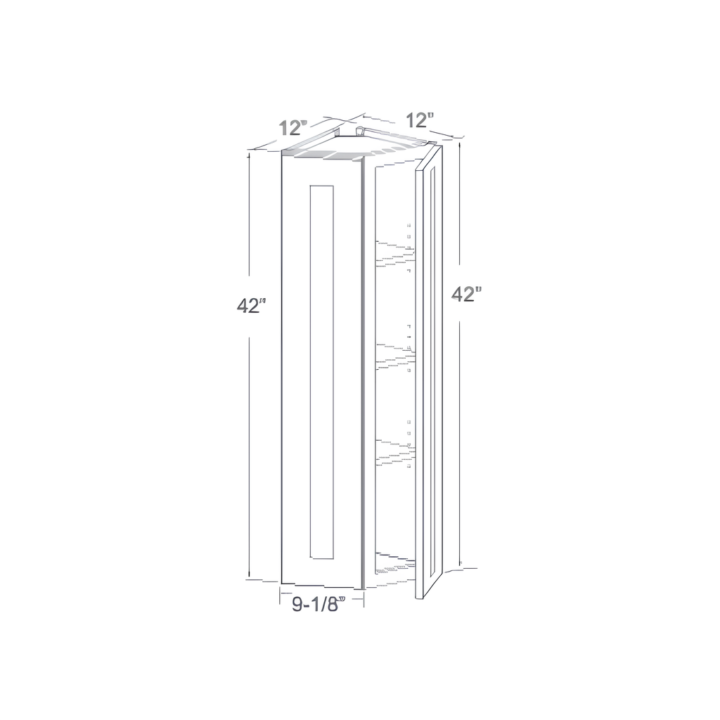 WEC1242 - WALL END CORNER - 2 DOORS, 3 SHELVES - ANGLE 12"W x 12"D x 42"H Pure White - B5