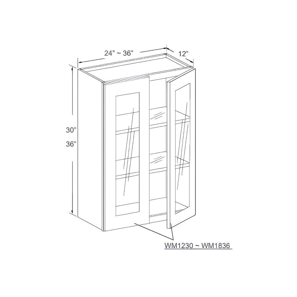 WM2730H - WALL GLASS CABINET 27"W x 12"D x 30"H Pure White - B5