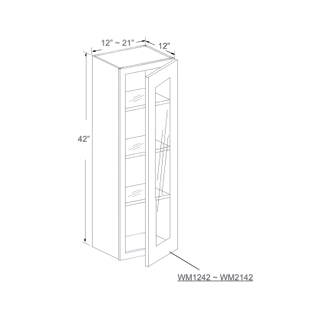 WM1542 - GLASS DOOR FRAME 15"W x 0.75"D x 42"H Shaker White - S8