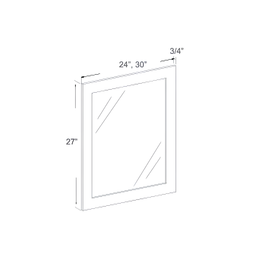 SVAM2427 - VANITY WALL MIRROR: 24" x 27" 24"W x 0.75"D x 27"H Shaker White - S8