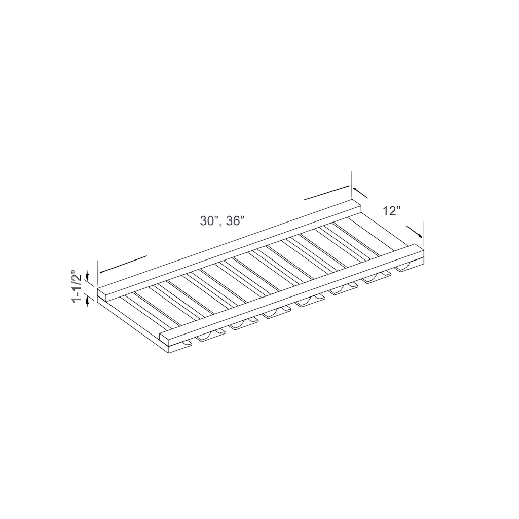30GR - WINE RACK: 30"W x 1 1/2"H x 12"D 30"W x 12"D x 1.5"H Shaker White - S8