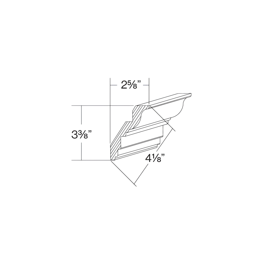 CCM - CLASSIC CROWN MOULDING 2.625"W x 96"D x 3.375"H Pure White Vail