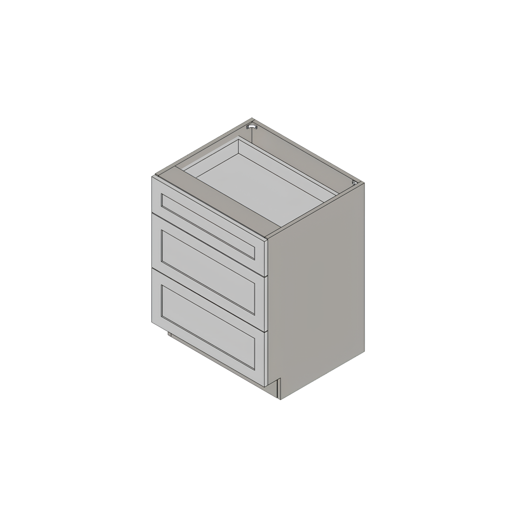 DB33-3 - BASE CABINET - THREE DRAWER 33"W x 23.75"D x 34.25"H Pure White Vail
