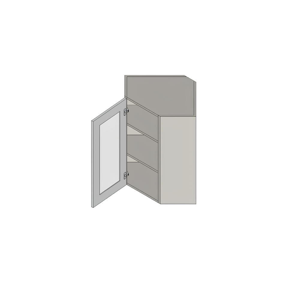 GDAWC2442 - GLASS DOOR ANGLE WALL CABINET 24"W x 13"D x 42"H Pure White Vail