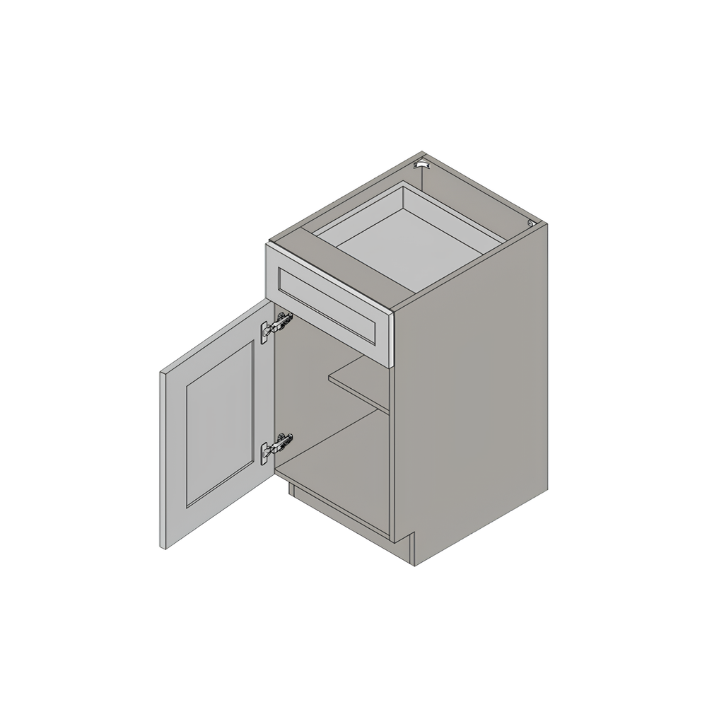 VB18 - VANITY BASE CABINET - SINGLE DOOR & DRAWER 18"W x 21"D x 34.5"H Slim Shaker White Fresno