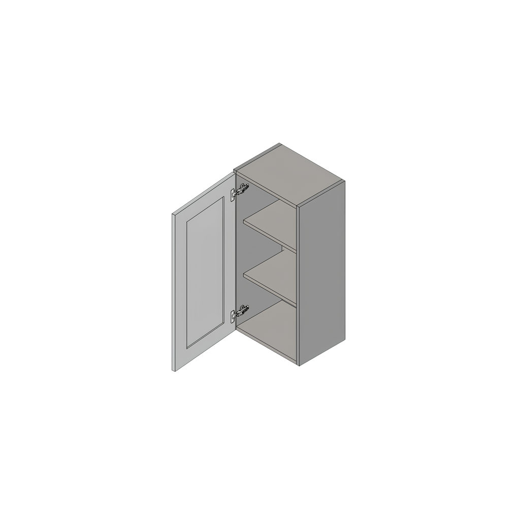 W2136 - WALL CABINET 36” HIGH SINGLE DOOR 21"W x 13"D x 36"H Slim Shaker White Fresno