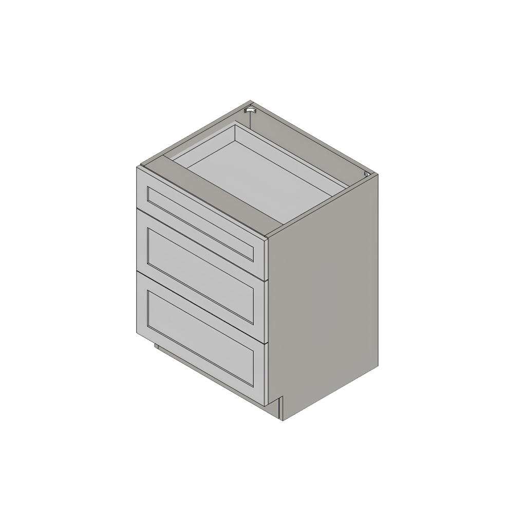 VDB12-3 - VANITY BASE CABINET - THREE DRAWER 12"W x 21"D x 34.5"H Shaker White Hampton