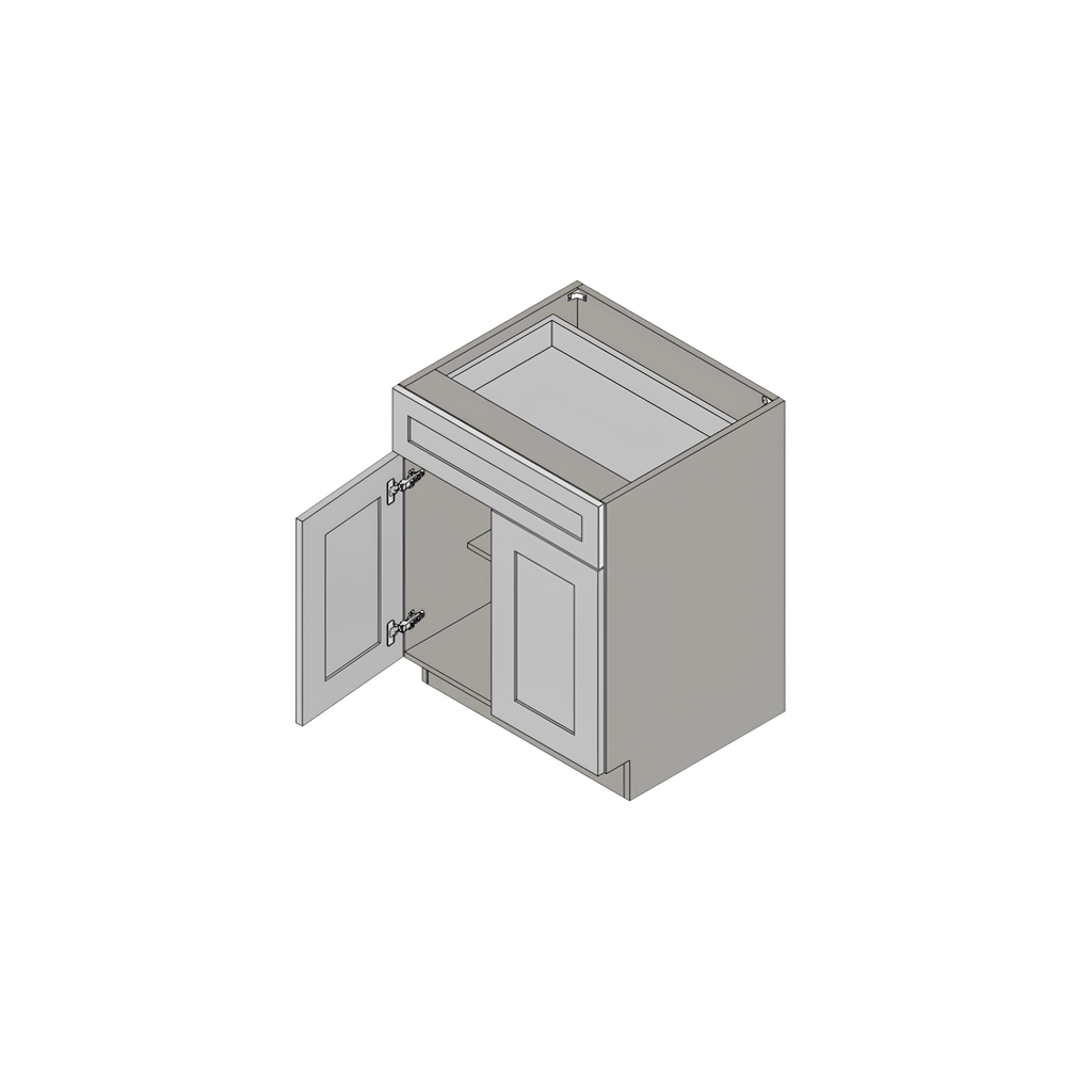 B27 - BASE CABINET - DOUBLE DOOR & SINGLE DRAWER 27"W x 23.75"D x 34.25"H Shaker White Hampton