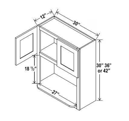MO3042 - Microwave Oven Cabinet - 30"W x 42"H x 12"D - 2D, 1S