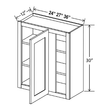 WBC2730 - Wall Blind Corner Cabinet - 27"W x 30"H x 12"D - 1D -2S