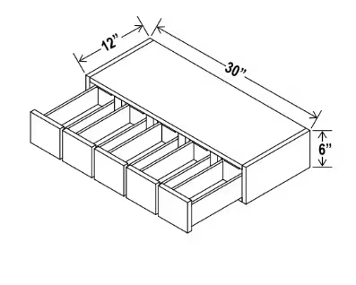 WSD630 - Wall Spice Drawer - 30"W x 6"H x 12"D