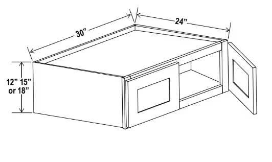 W301224 - Wall Refrigerator Cabinet-30"W x 12"H x 24"D - 2D