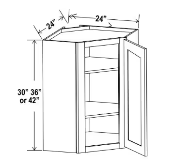 DCW2442 - Wall Diagonal Corner Cabinet - 24"W x 42"H x 12"D - 1D -3S
