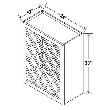 WRC2430 - Wall Wine Rack Cabinet - 24"W x 30"H x 12"D