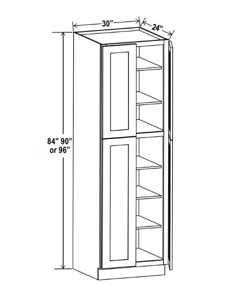 U309024 - Wall Pantry - 30"W x 90"H x 24"D - 4D, 5S