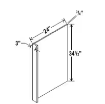 DWR3 - Dishwasher Return Panel w/3"W Filler - 24"W X 34-1/2"H X 1/2"D
