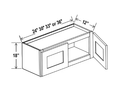 W3318 - Wall Cabinet - 33"W x 18"H x 12"D - 2D