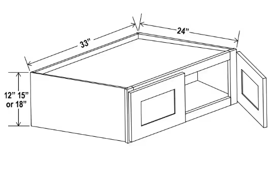 W331824 - Wall Refrigerator Cabinet - 33"W x 18"H x 24"D -2D